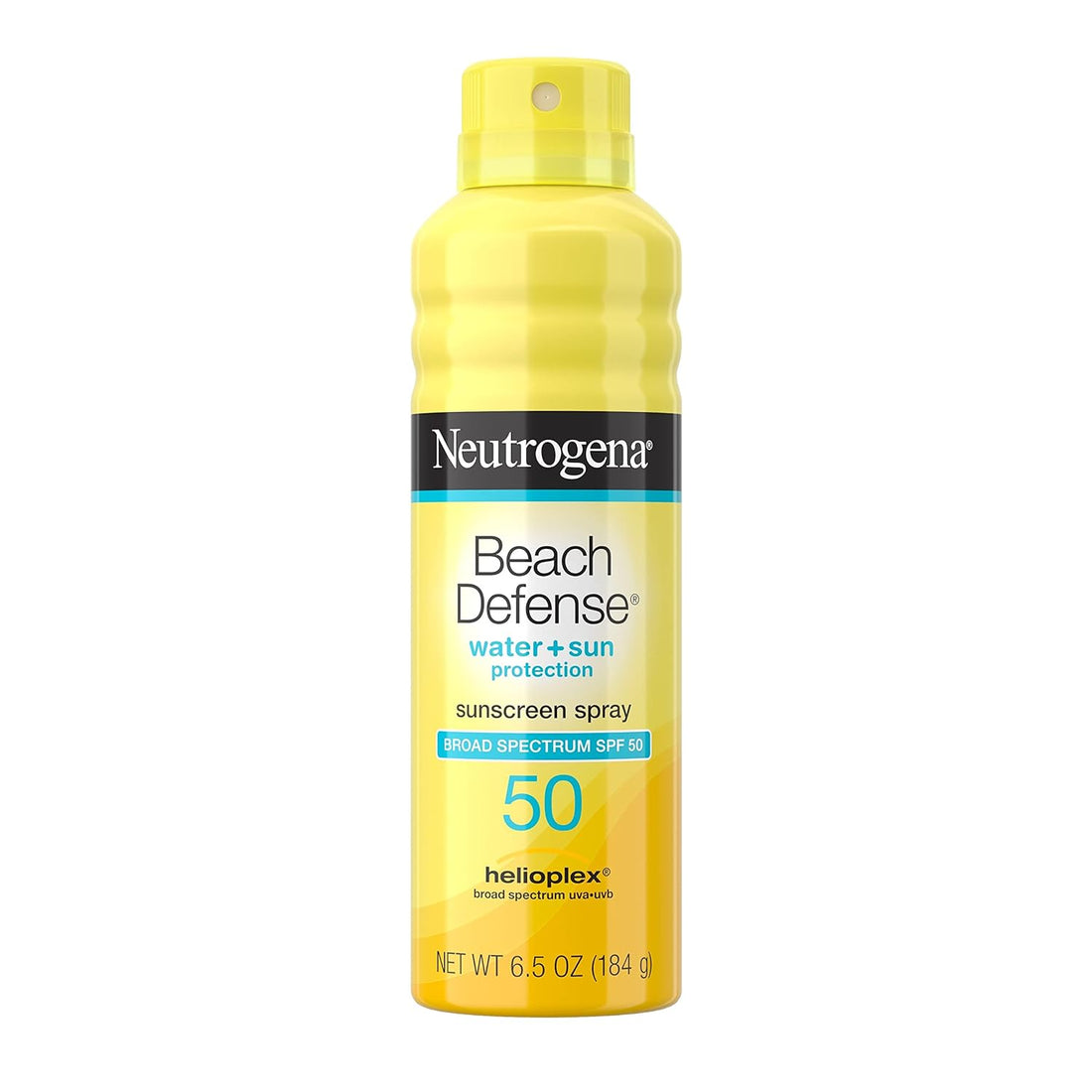 Beach Defense Sunscreen Spray SPF 50 Water-Resistant Body Spray with Broad Spectrum , Paba-Free, Oxybenzone-Free &amp; Fast-Drying, Superior Sun Protection, 6.5 Oz, Transparent