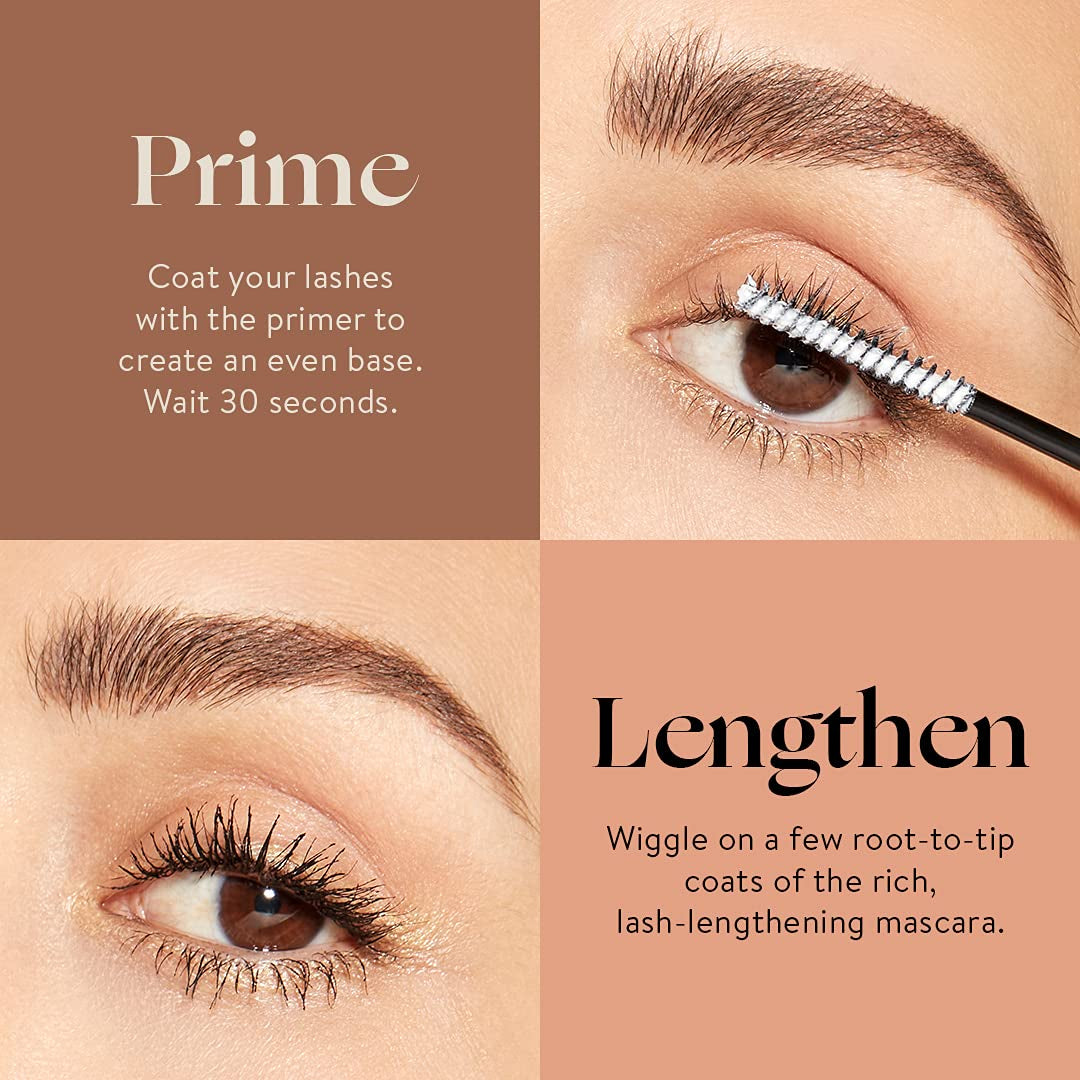 2-In-1 Extreme Length Clean Mascara + Lash Primer | Lengthening + Volumizing | EWG Verified + Cruelty Free | Black, .27 Fl Oz