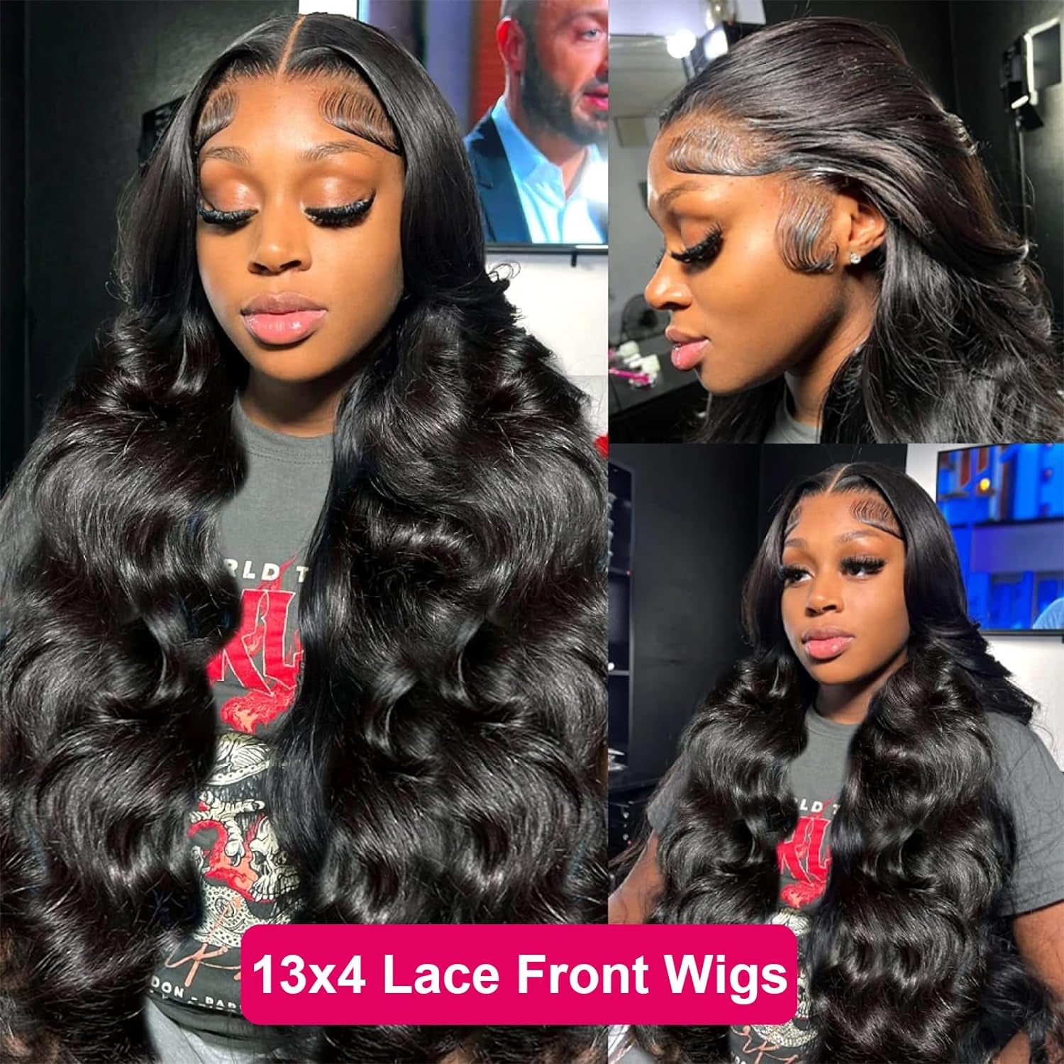 30 Inch Lace Front Wig Human Hair Body Wave HD Lace Frontal 13X4 180 Density Glueless Wigs Human Hair Pre Plucked with Baby Hair for Women Natural Black