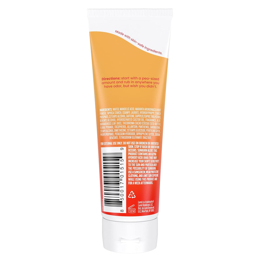 Whole Body Deodorant - Invisible Cream Tube - 72 Hour Odor Control - Aluminum Free, Baking Soda Free, Skin Safe - 3.0 Ounce (Clean Tangerine)