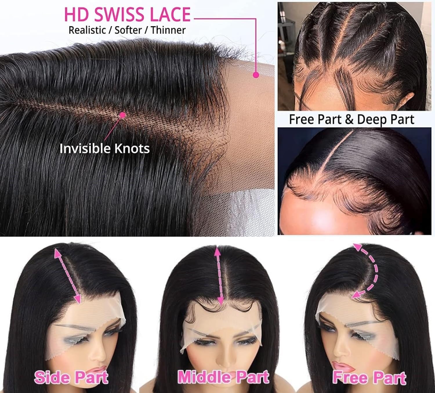 Bob Wig Human Hair, 13X4 HD Lace Front Wigs, 12Inch Glueless Transparent Lace Frontal Bob Wigs, Pre Plucked with Baby Hair, 180% Density 12A Brazilian Short Bob Wig for Women (Natural Color)