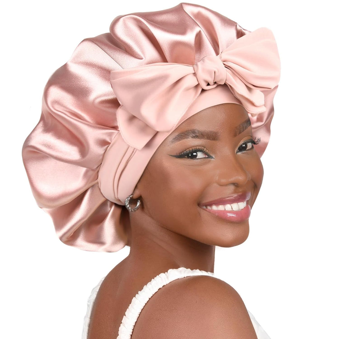 Satin Bonnet Silk Bonnet for Sleeping Double Layer Satin Lined Hair Bonnet with Tie Band Bonnets for Women Natural Curly Hair