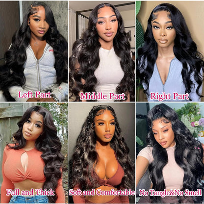 30 Inch Lace Front Wig Human Hair Body Wave HD Lace Frontal 13X4 180 Density Glueless Wigs Human Hair Pre Plucked with Baby Hair for Women Natural Black