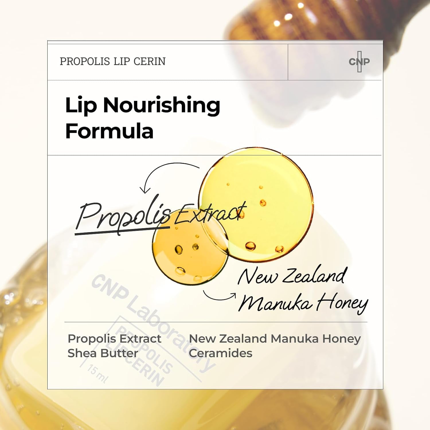 Honey Lip Butter (0.5 Fl.Oz / 15Ml) - Manuka Propolis Lipcerin™, Hydrating Overnight Lip Balm &amp; Mask, 12 Hours Long-Lasting Moisture, Gentle Exfoliation, Hygienic Twist Dispenser, Korean Skin Care