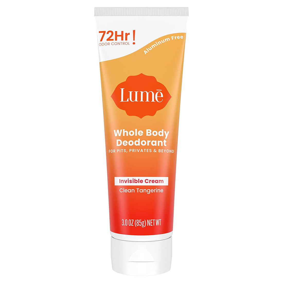 Whole Body Deodorant - Invisible Cream Tube - 72 Hour Odor Control - Aluminum Free, Baking Soda Free, Skin Safe - 3.0 Ounce (Clean Tangerine)