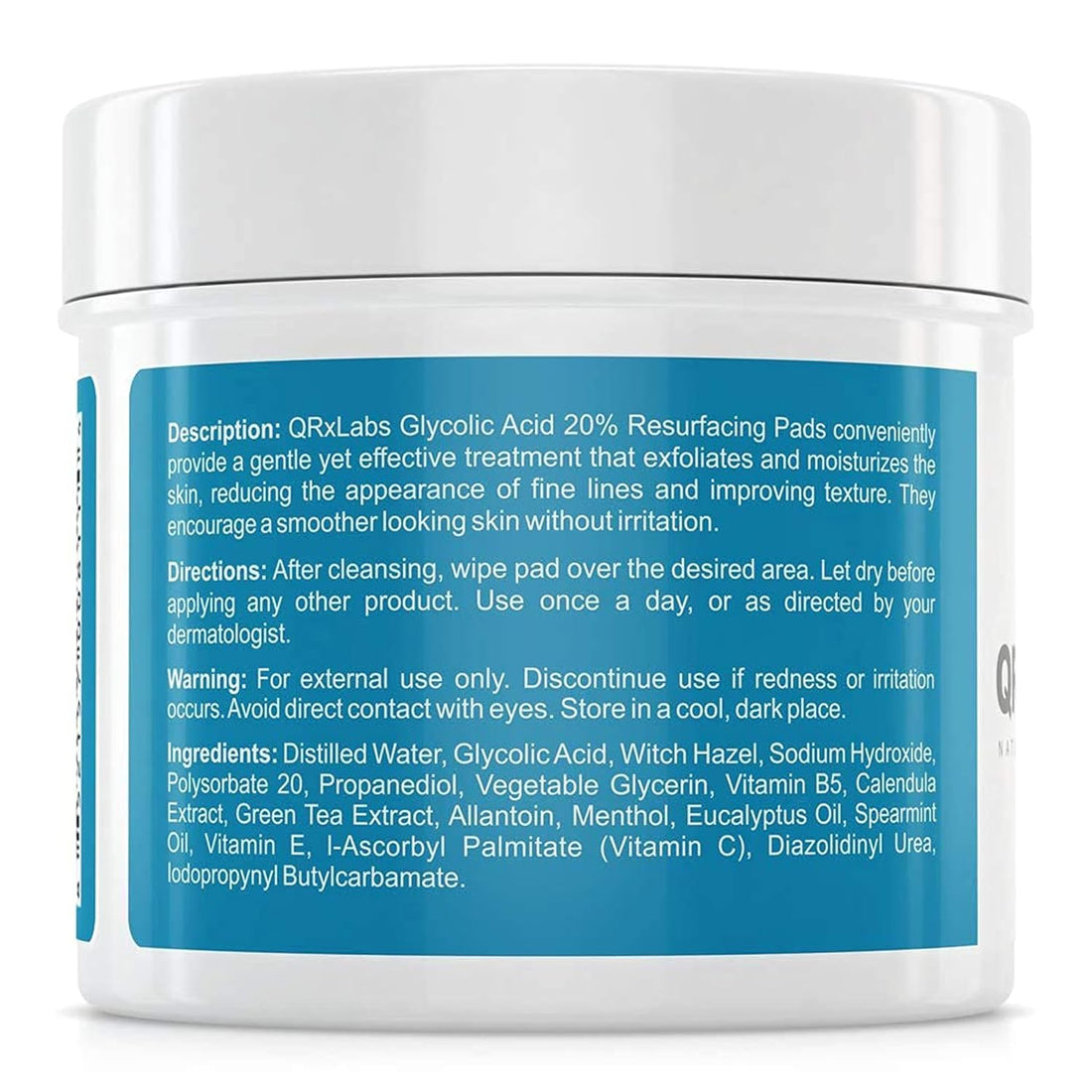 Glycolic Acid 20% Resurfacing Pads for Face &amp; Body with Vitamins B5, C &amp; E, Green Tea, Calendula, Allantoin - Exfoliates Surface Skin and Reduces Fine Lines and Wrinkles - Peel Pads