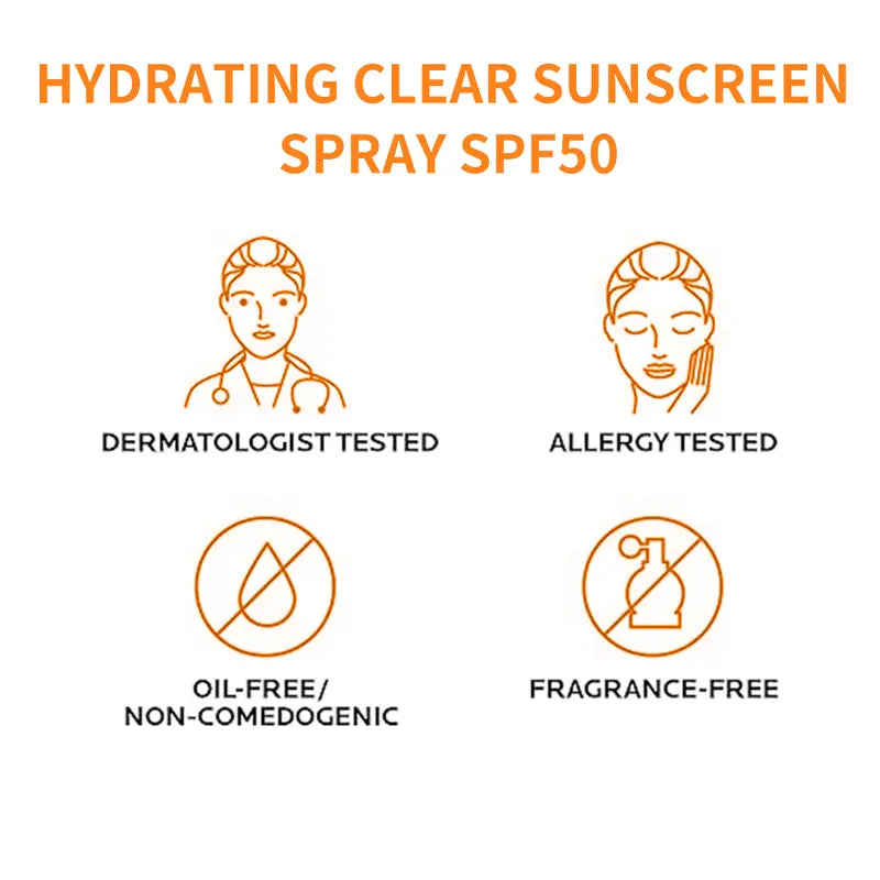 (VGO) Hydrating Clear Sunscreen Spray, SPF50+ : Effective Sun Protection for up to 500 Mins; Makeup Spf Spray ,Block UVA Ultraviolet Rays,Prevent Skin Drakening Ageing Waterproof Sweat-Resistant Fetures Sets Makeup Facial Skincare Sets Makeup Summer Sale