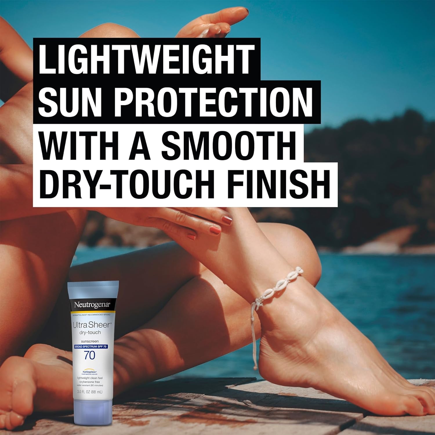 Ultra Sheer Dry-Touch Water Resistant and Non-Greasy Sunscreen Lotion with Broad Spectrum SPF 70, 3 Fl Oz (Pack of 1)