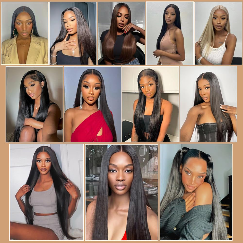 22 Inch Straight Lace Front Wigs Human Hair Pre Plucked 13X4 HD Lace Frontal Wigs Human Hair Wig for Black Women Brazilian Virgin Glueless Wigs Human Hair with Baby Hair