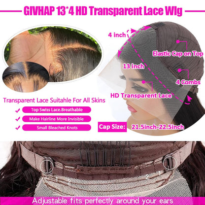 28 Inch Straight Lace Front Wigs Human Hair Pre-Plucked 180% Density Glueless 13X4 HD Lace Frontal Wigs Human Hair Natural Hairline Brazilian Virgin Human Hair for Black Women with Baby Hair