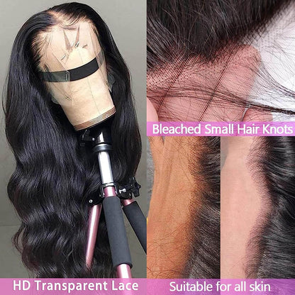 13X4 Body Wave Lace Front Wigs Human Hair for Women 180% Density HD Lace Front Wigs Human Hair Pre Plucked with Baby Hair Natural Hairline Brazilian Virgin Glueless Human Hair Wigs (24 Inch)