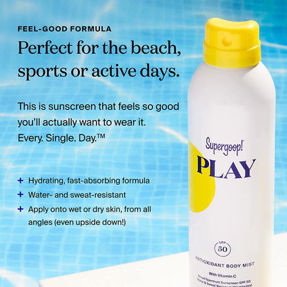 PLAY SPF 50 Antioxidant Body Mist W/Vitamin C, 3 Fl Oz - 2 Pack - Broad Spectrum Sunscreen Spray for Sensitive Skin - Great for Active Days