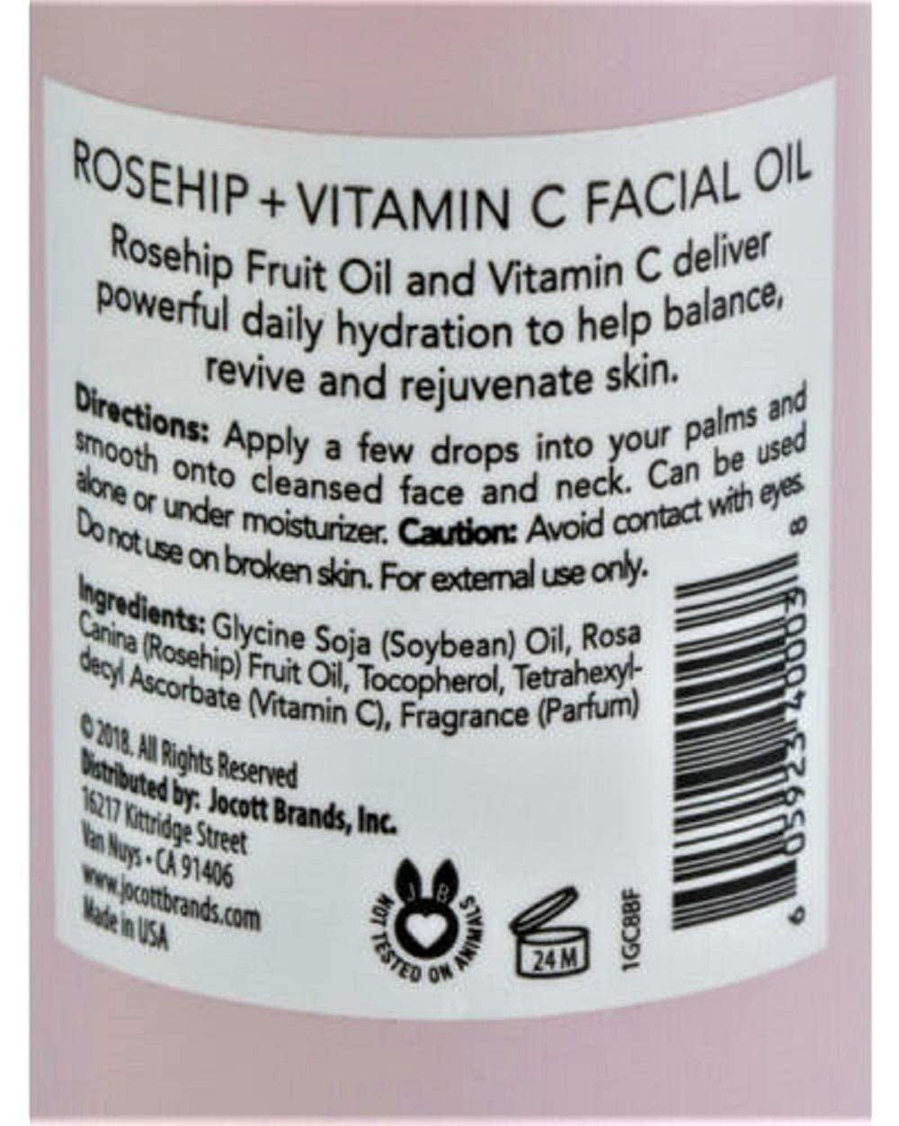 Rosehip Balancing Facial Oil + Rosehip Fruit Oil &amp; Vitamin C | Daily Hydration to Help Balance &amp; Revive Skin | Made in USA &amp; Cruelty Free