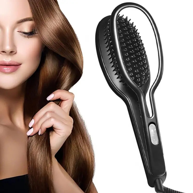 2-In-1 Hair Straightening Comb, Straightening Comb for Hair Electric, Ceramic Straightening and Curling Brush, Quick Heating, One-Button Ccontrol, Portable Straightening Brush for Home, Salon, Travel, Gift for Women, Gift for Mom, Mother&