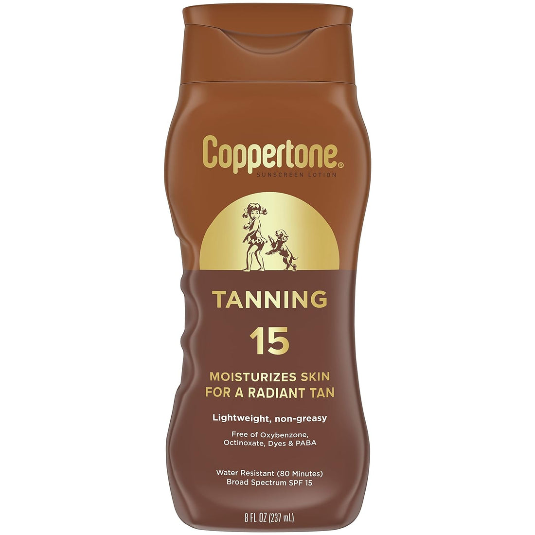 Tanning Sunscreen Lotion, Water Resistant Body Sunscreen SPF 15, Broad Spectrum SPF 15 Sunscreen, 8 Fl Oz Bottle