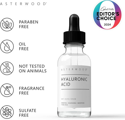 Pure Hyaluronic Acid Serum for Face - Plumping, Anti-Aging &amp; Hydrating - Fragrance-Free, Pairs Well with Vitamin C Face Serum &amp; Hylunaric Acid Moisturizer, 29Ml/1 Oz