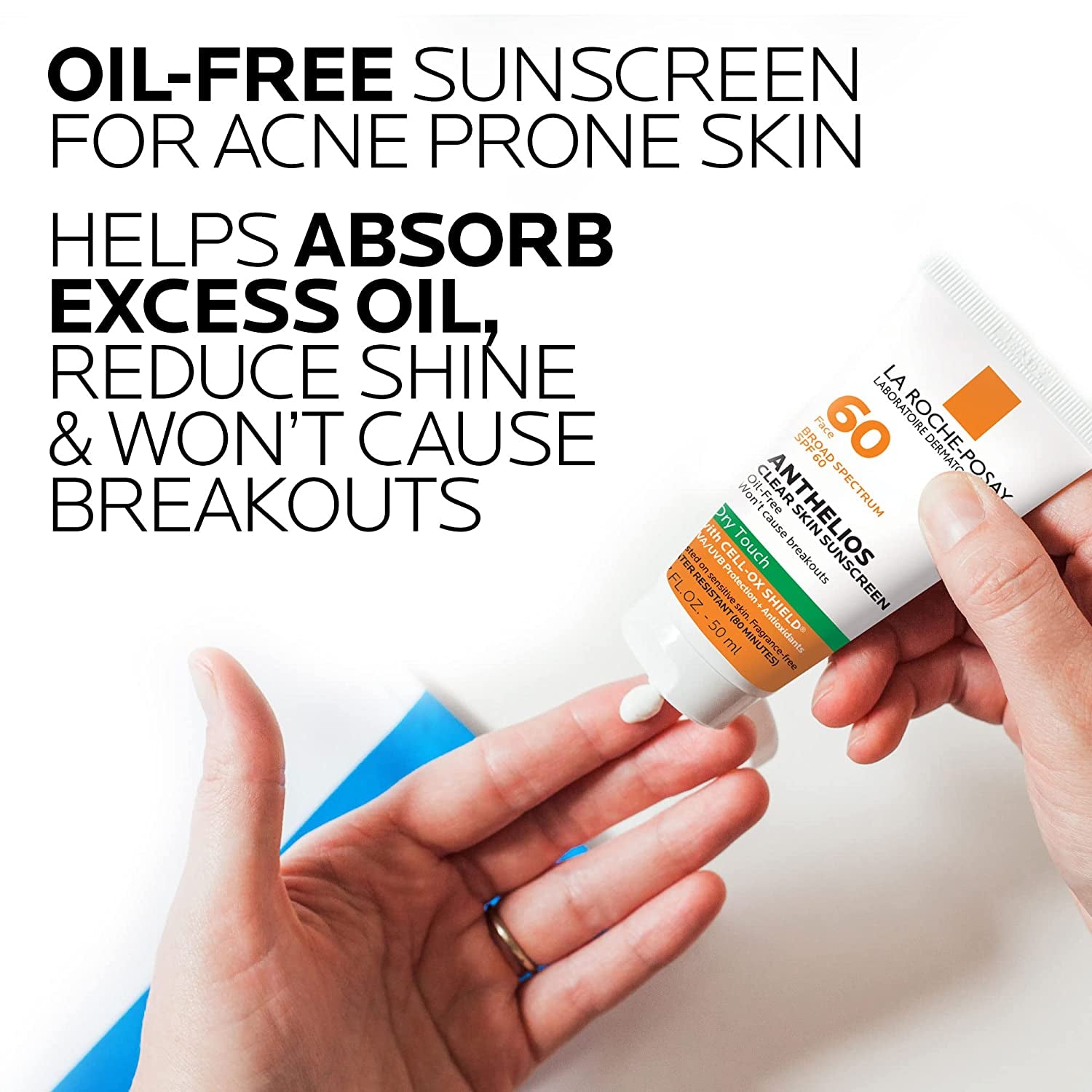 Anthelios Clear Skin Sunscreen Dry Touch SPF 60 | Oil Free Sunscreen for Face | Oil Absorbing | Broad Spectrum SPF + Antioxidants | Non-Greasy | Oxybenzone Free | Travel Size Sunscreen