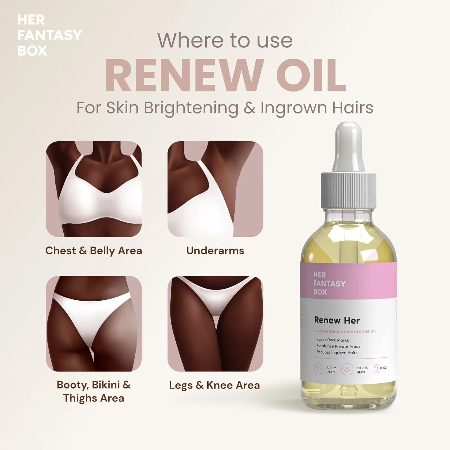 | Renew Her - Natural Rejuvenating Oil for Dark Spots and Ingrown Hair