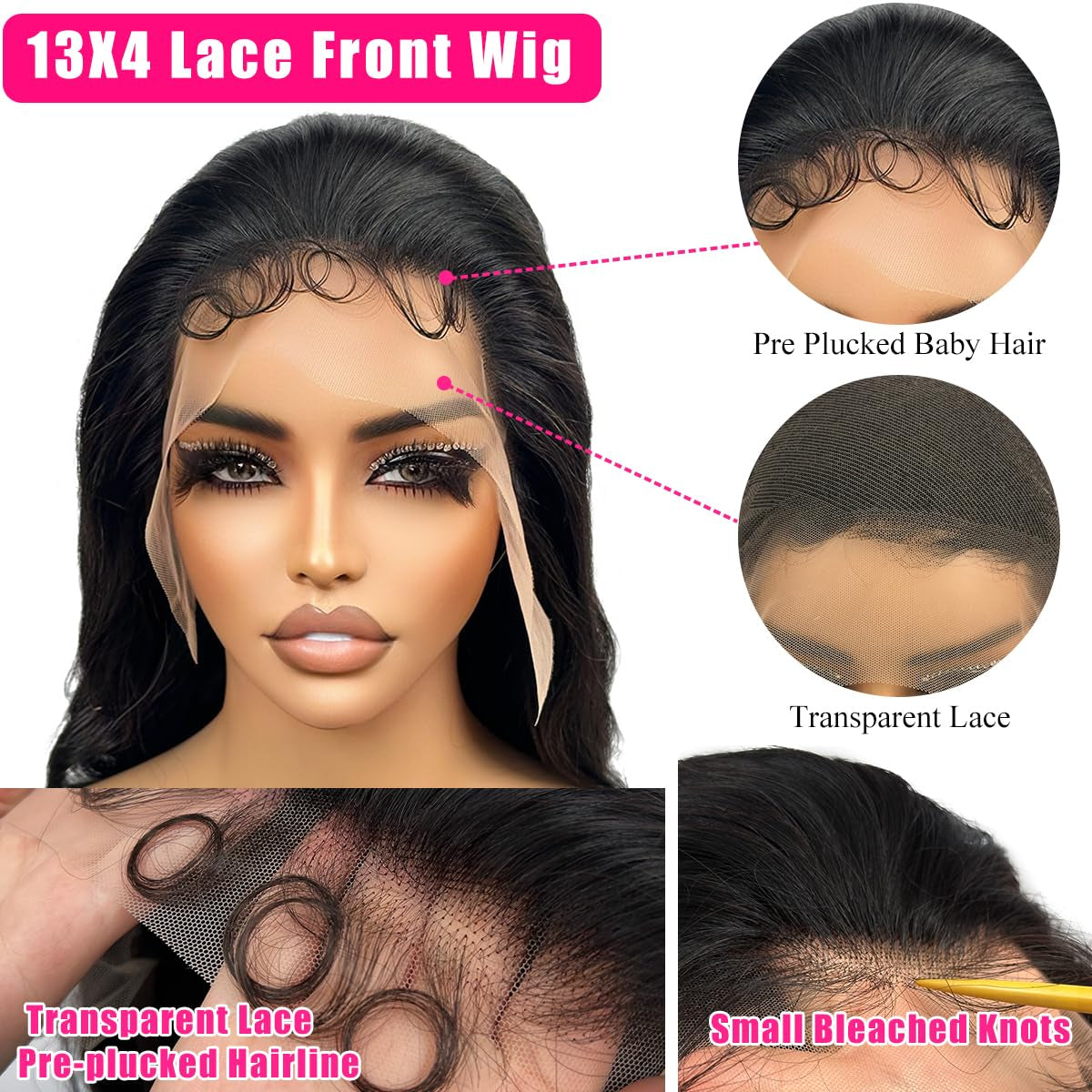 Body Wave Lace Front Wigs Human Hair Pre Plucked Pre Cut 26 Inch 13X4 HD Lace Front Wigs Human Hair 180% Density Body Wave Human Hair Wig with Baby Hair Glueless Lace Frontal Wigs Human Hair for Women