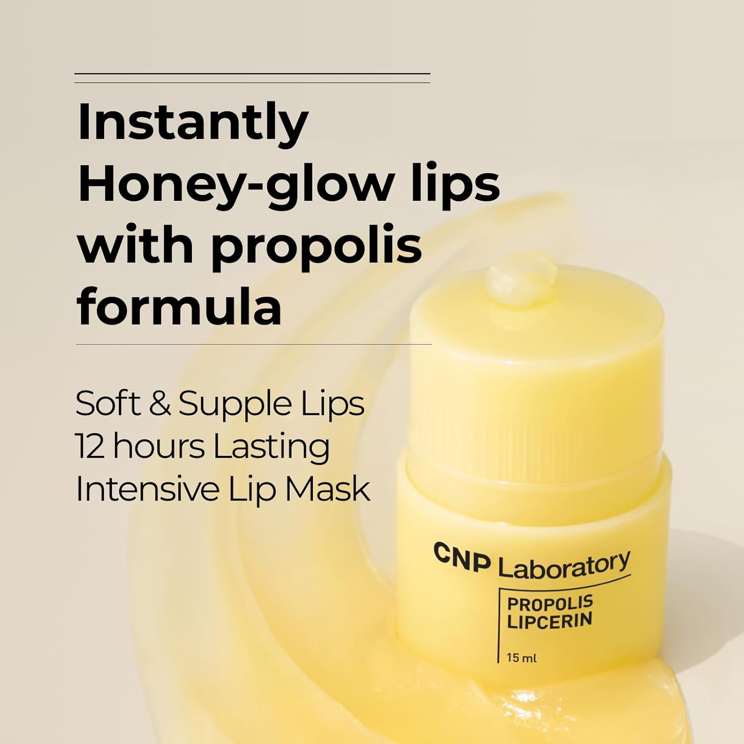 Honey Lip Butter (0.5 Fl.Oz / 15Ml) - Manuka Propolis Lipcerin™, Hydrating Overnight Lip Balm &amp; Mask, 12 Hours Long-Lasting Moisture, Gentle Exfoliation, Hygienic Twist Dispenser, Korean Skin Care