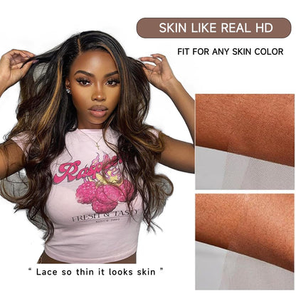 26 Inch Ombre Lace Front Wig Human Hair Pre Plucked with Baby Hair FB/30 HD Lace Front Wigs Human Hair 180% Density Highlight Body Wave Lace Frontal Wigs Human Hair Glueless Wigs