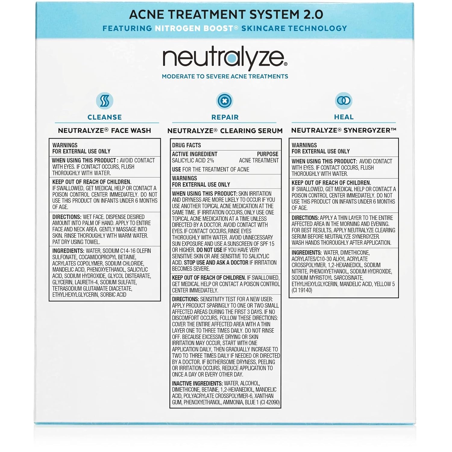 Moderate to Severe Acne Treatment Kit 2.0 - Maximum Strength Acne Kit, 2% Salicylic Acid, 2% Mandelic Acid &amp; Nitrogen Boost Skincare Technology - Acne Treatment for Teens &amp; Adults (90+ Day)