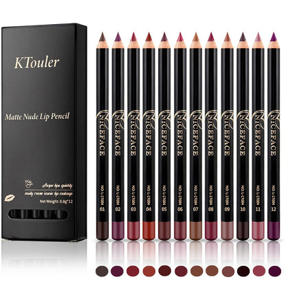 Ktouler Matte Lip Liner Pencil Set - 12