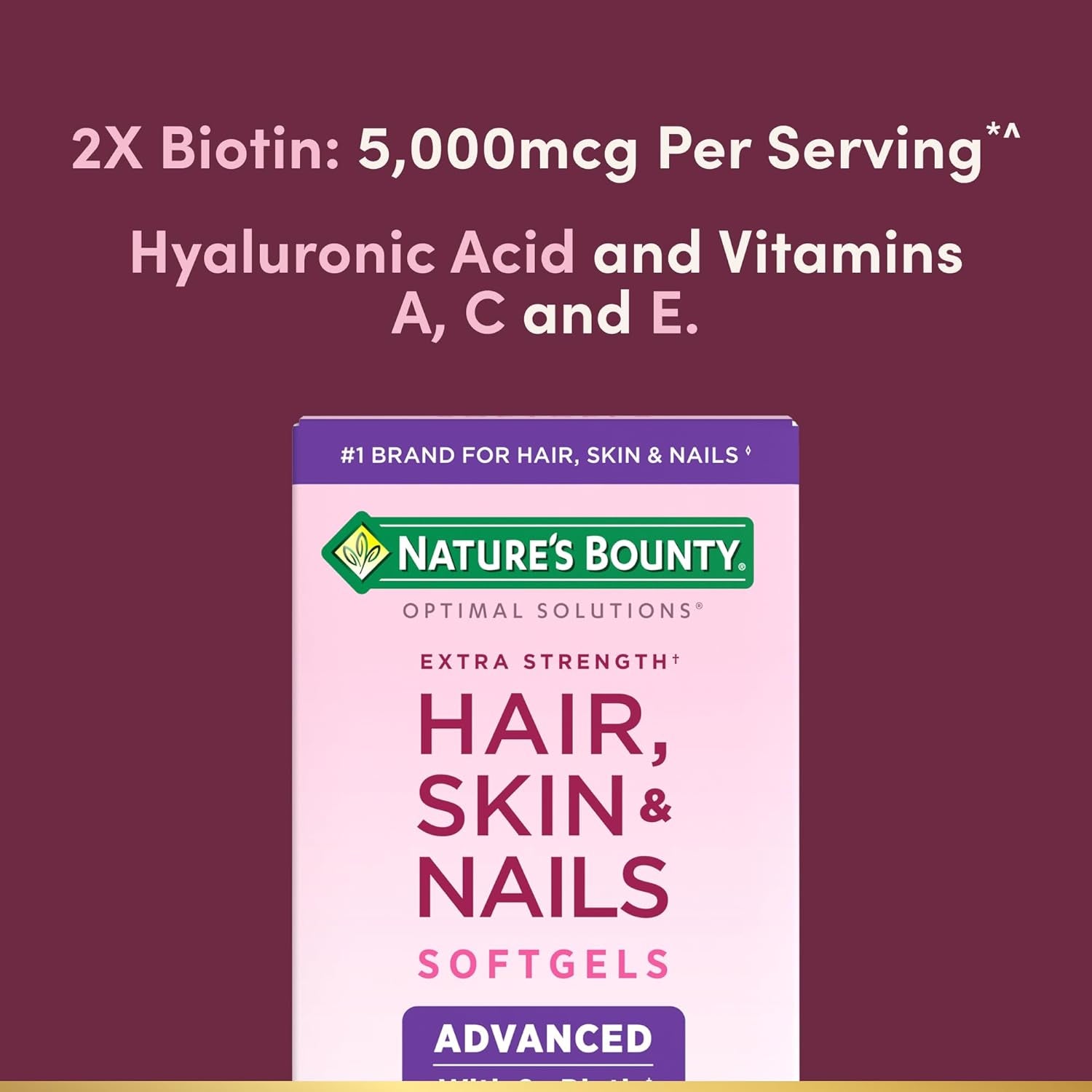 Advanced Hair, Skin &amp; Nails, Argan-Infused Vitamin Supplement with Biotin and Hyaluronic Acid, 150 Rapid Release Softgels