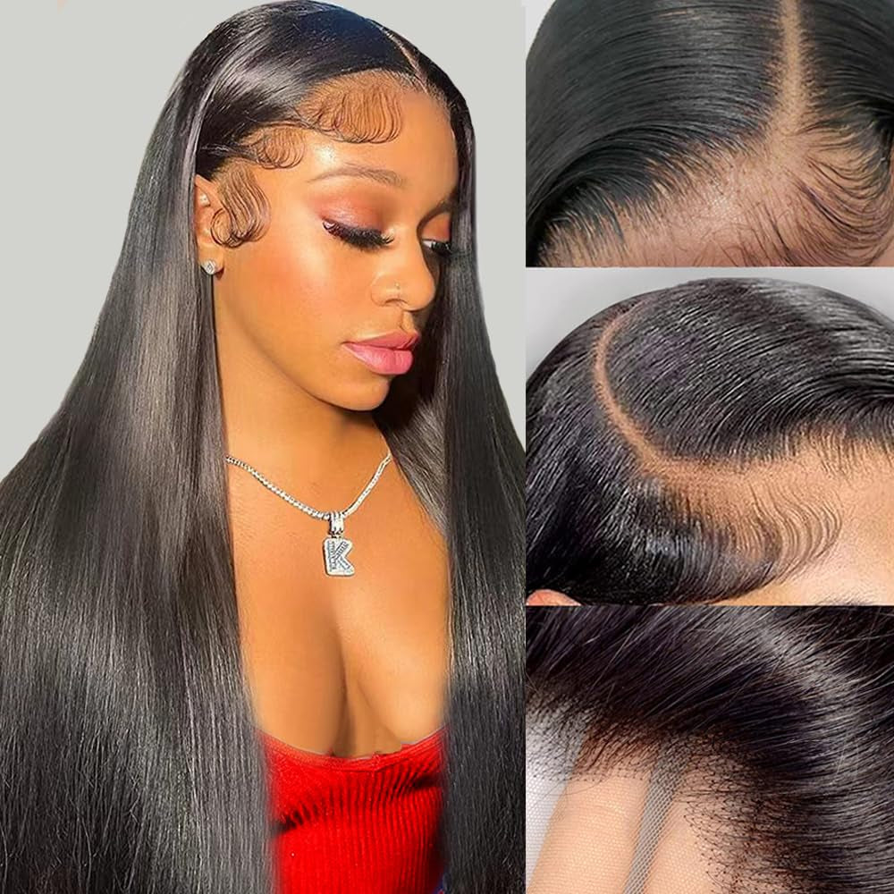 22 Inch Straight Lace Front Wigs Human Hair Pre Plucked 13X4 HD Lace Frontal Wigs Human Hair Wig for Black Women Brazilian Virgin Glueless Wigs Human Hair with Baby Hair