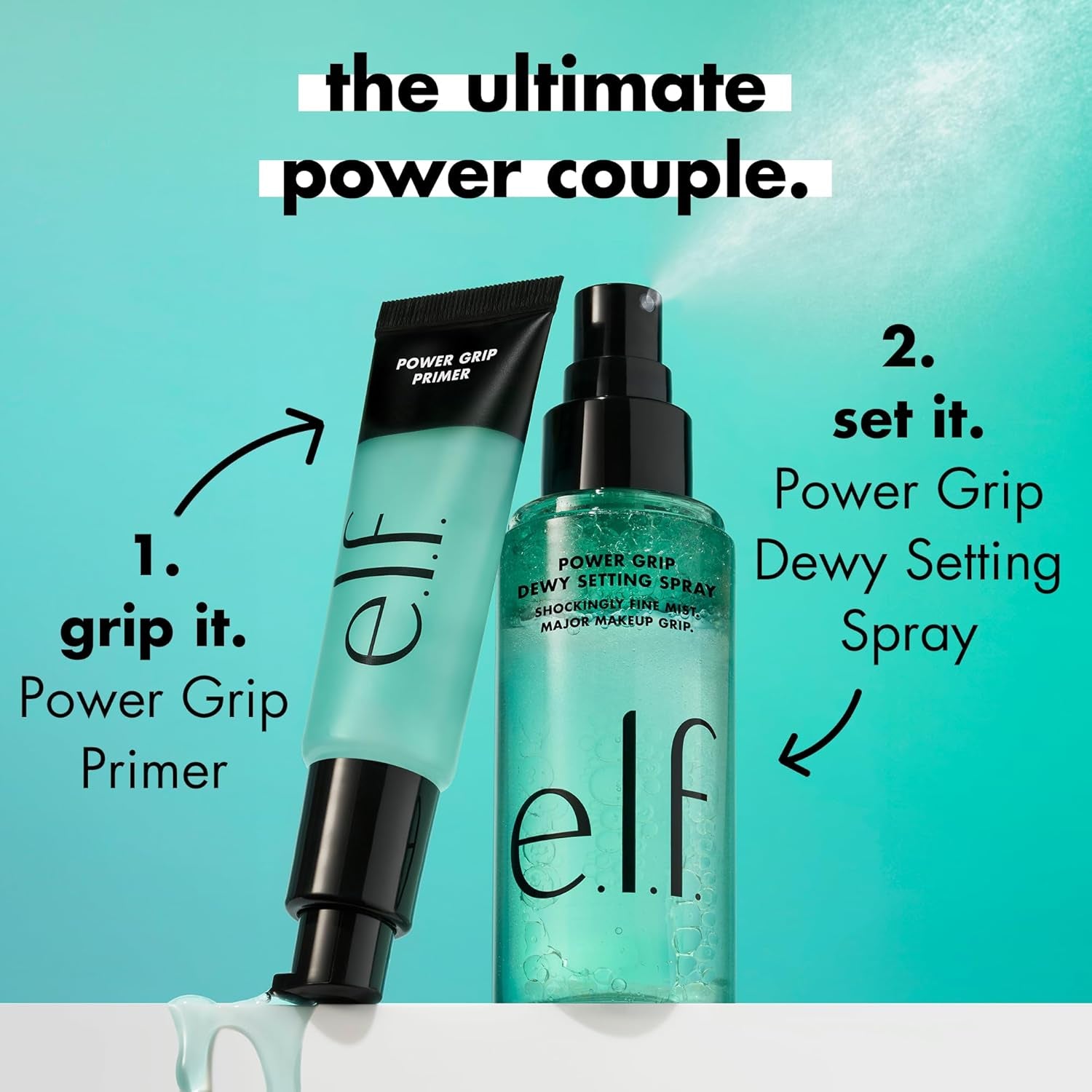 Power Grip Dewy Setting Spray, Ultra Fine Mist Made with Hyaluronic Acid, Grips Makeup for a Hydrated, Dewy Finish, Vegan &amp; Cruelty-Free