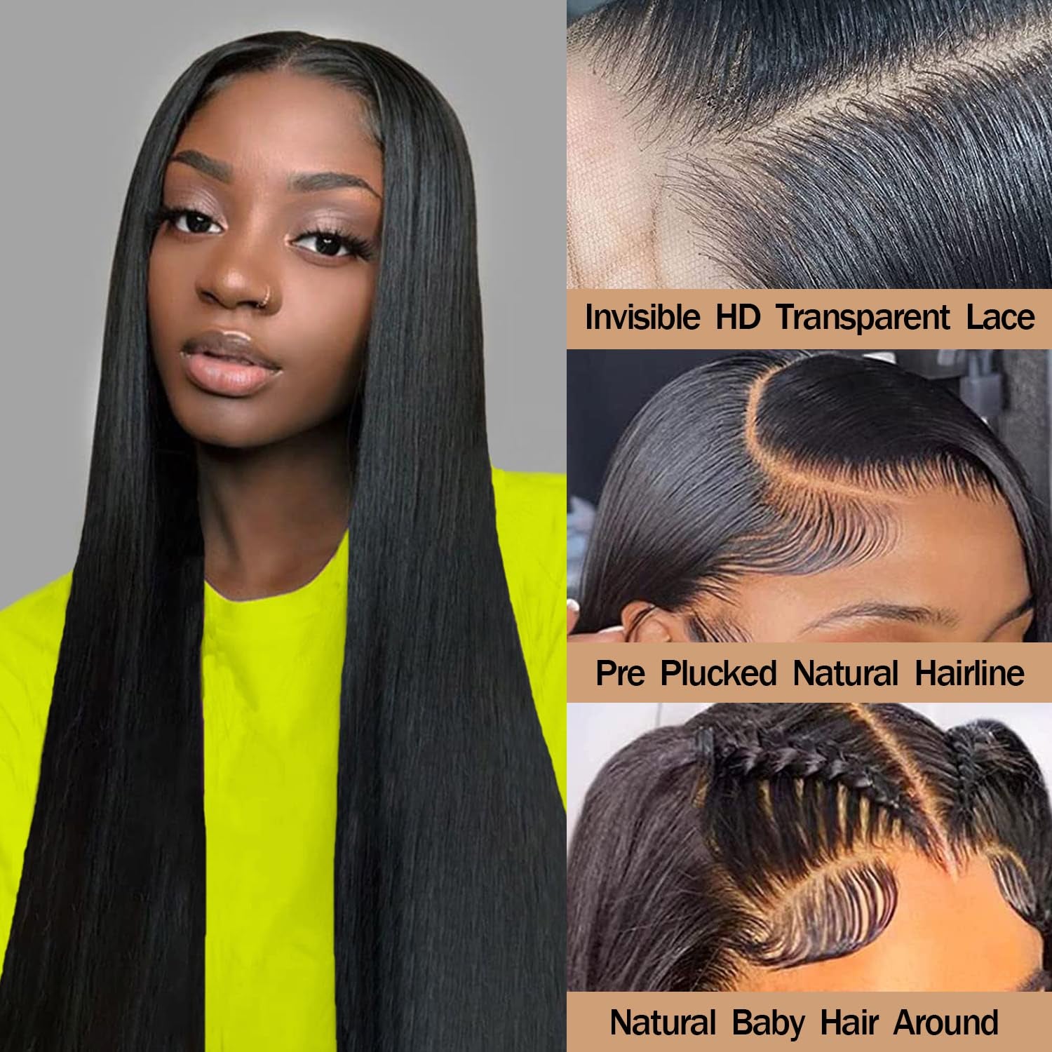 22 Inch Straight Lace Front Wigs Human Hair Pre Plucked 13X4 HD Lace Frontal Wigs Human Hair Wig for Black Women Brazilian Virgin Glueless Wigs Human Hair with Baby Hair