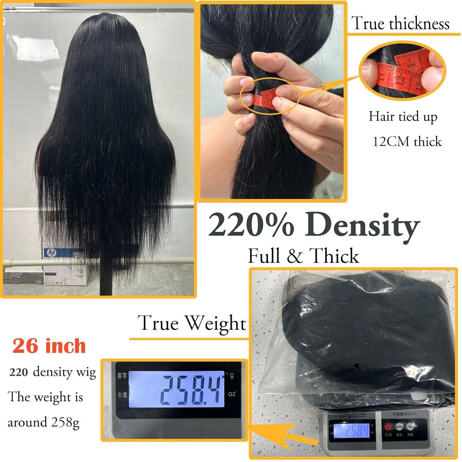 13X6 220 Density HD Lace Front Wigs Human Hair 26 Inch Straight Wigs Human Hair 13X6 Glueless Wigs Human Hair 220 Density HD Frontal Wigs Human Hair 13X6 for Women Natural Black