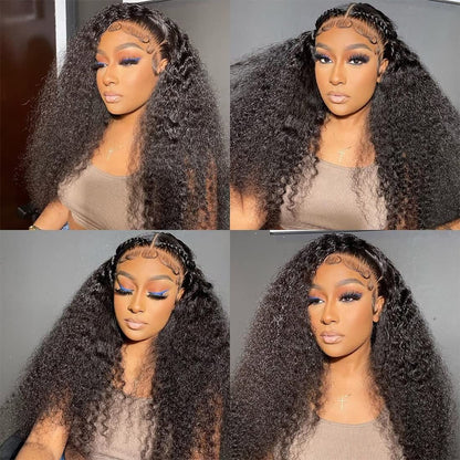 Deep Wave Lace Front Wigs Human Hair 180% Density Curly Lace Front Wig Human Hair 13X4 Lace Frontal Wigs for Black Women with Baby Hair and Special Designed Adjustable Straps (Deep Wave Wig, 24 Inch)