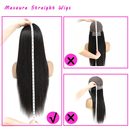 Straight Lace Front Wigs Human Hair 13X4 HD Transparent Lace Front Human Hair Wigs for Black Women Glueless Brazilian Virgin Hair Lace Frontal Wig 180% Density Pre Plucked with Baby Hair Hairline