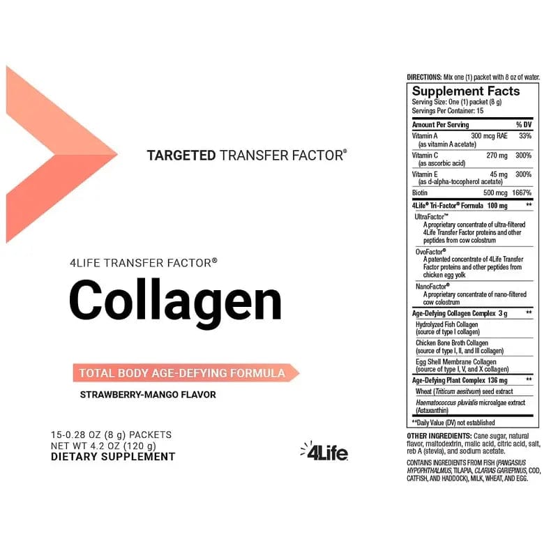 4Life Transfer Factor Collagen Supplement Drink for Hair, Nails, Skin, and Immune System