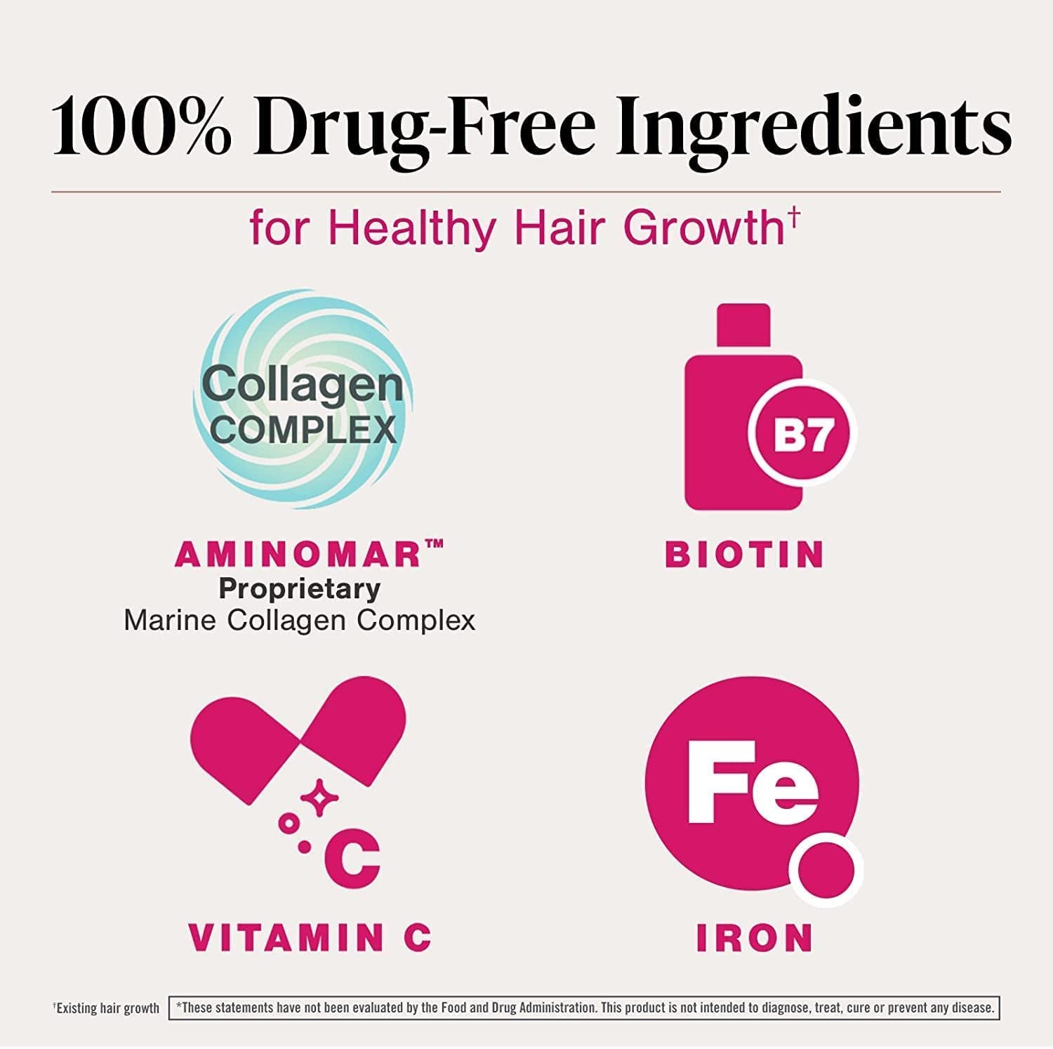 Hair Growth Supplements for Women to Grow Thicker, Fuller Hair, Clinically Proven with Proprietary Collagen Complex, 60 Count (Pack of 1), 1 Month Supply