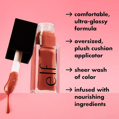 Glow Reviver Lip Oil, Nourishing Tinted Lip Oil for a High-Shine Finish, Infused with Jojoba Oil, Vegan &amp; Cruelty-Free, Pink Quartz