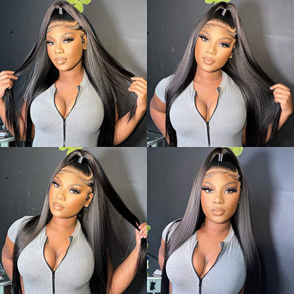 250% Density HD Lace Front Wigs Human Hair 26Inch 15A Grade Real Full Large Lace Space 13X4 Straight Lace Frontal Wigs Human Hair Pre Plucked for Black Women