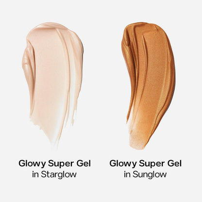 Mini Glowy Super Gel Lightweight Illuminator - Luminizer + Makeup Primer for Glowing Skin - Enriched with Vitamin C + Hydrating Squalane Oil - Wear Alone or under Makeup - Sunglow (0.5 Oz)