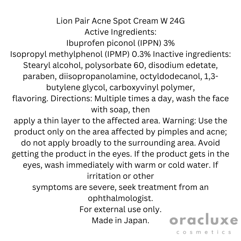 Lion PAIR Acne Cream W Reduces Itching Blemishes Rashes Redness 2X24 G