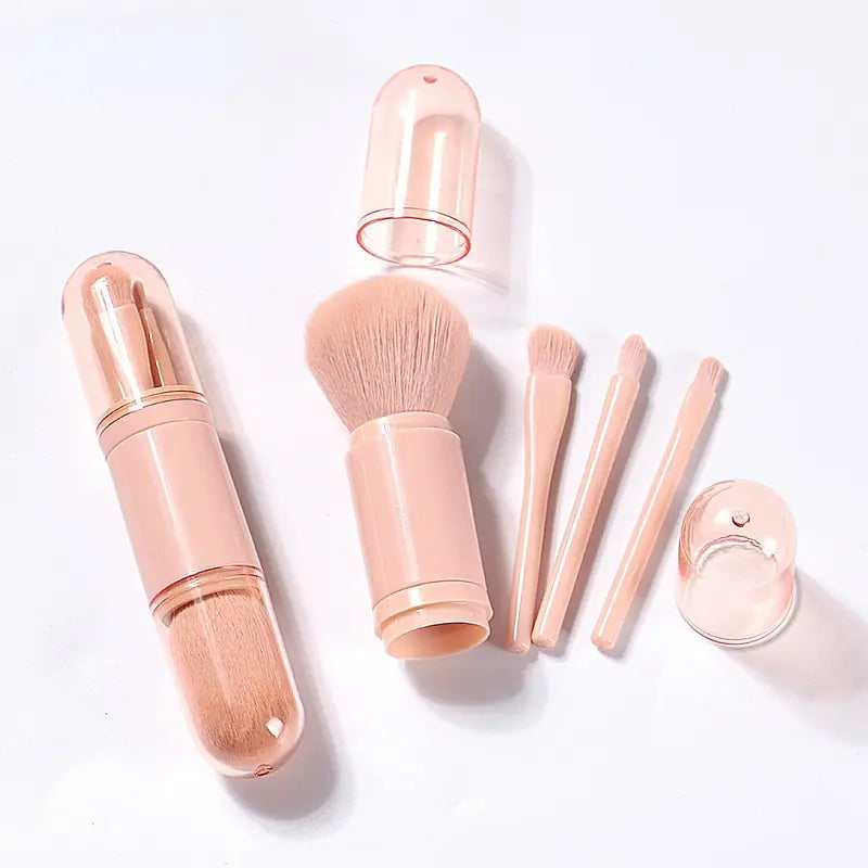 Oracluxe 4-in-1 Retractable Mini Makeup Brush Set: Eye and Skin Tone Brushes