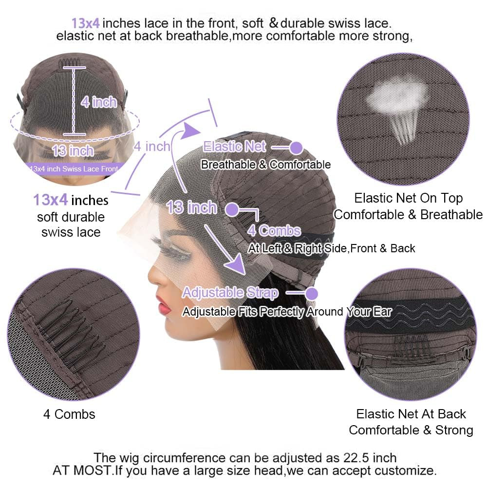 13X4 Body Wave HD Lace Front Wigs Human Hair 180% Density Glueless Bob Wigs Human Hair Pre Plucked Short Bob Wigs for Black Women Frontal Wig Human Hair Natural Black Color (14 Inch, Bob Wig)