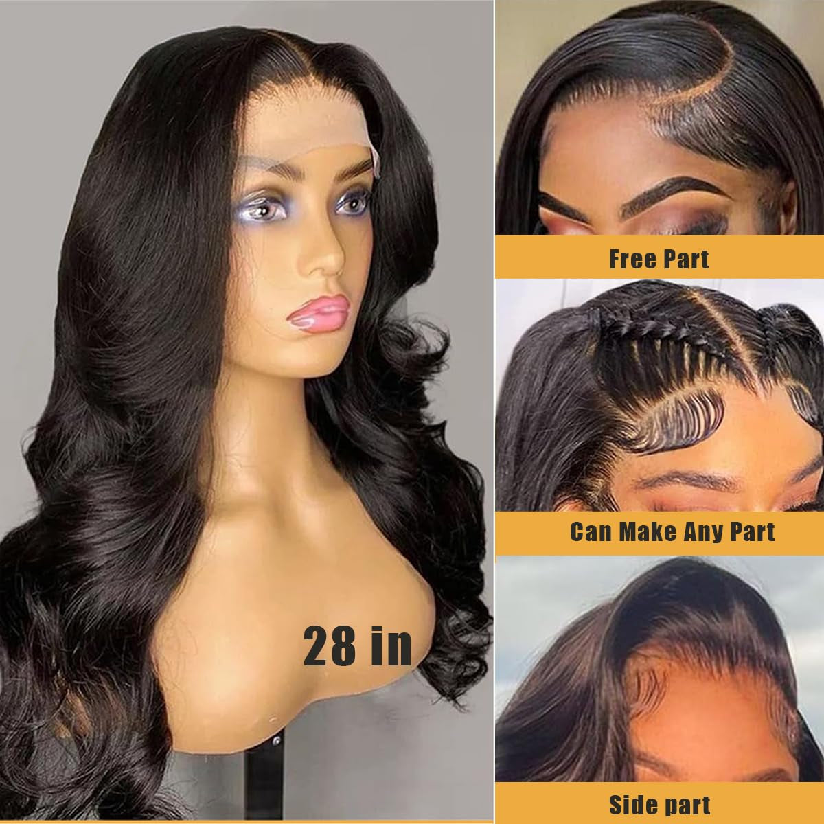 Body Wave Lace Front Wigs Human Hair Wide Lace 180 Density Human Hair Wigs 13X4 Human Hair Lace Front Wigs Pre Plucked with Baby Hair 20 Inches Natural Color