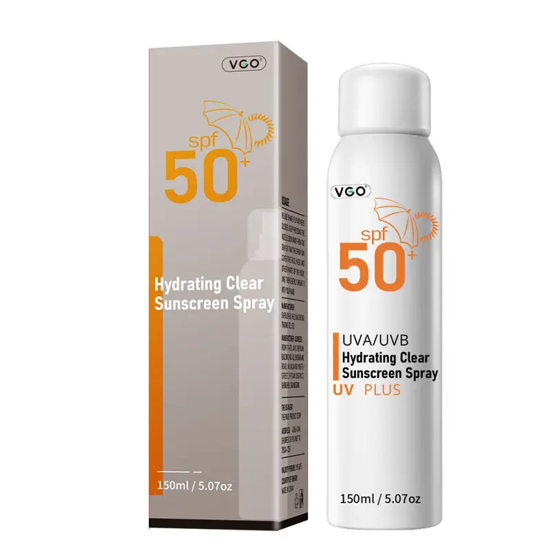 (VGO) Hydrating Clear Sunscreen Spray, SPF50+ : Effective Sun Protection for up to 500 Mins; Makeup Spf Spray ,Block UVA Ultraviolet Rays,Prevent Skin Drakening Ageing Waterproof Sweat-Resistant Fetures Sets Makeup Facial Skincare Sets Makeup Summer Sale