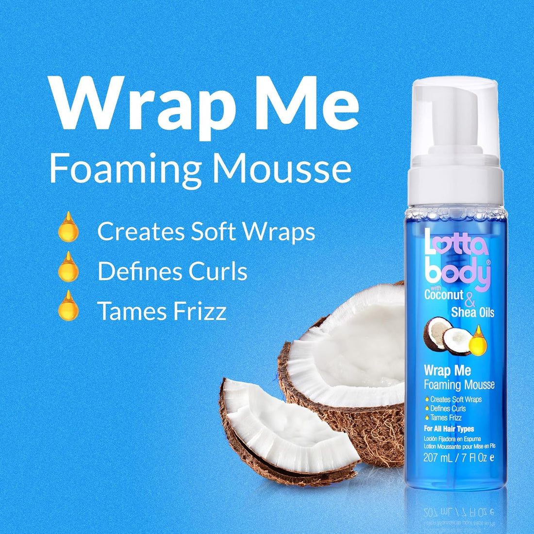 Coconut Oil and Shea Wrap Me Foaming Curl Mousse , Creates Soft Wraps, Hair Mousse for Curly Hair, Defines Curls, anti Frizz, 7 Fl Oz