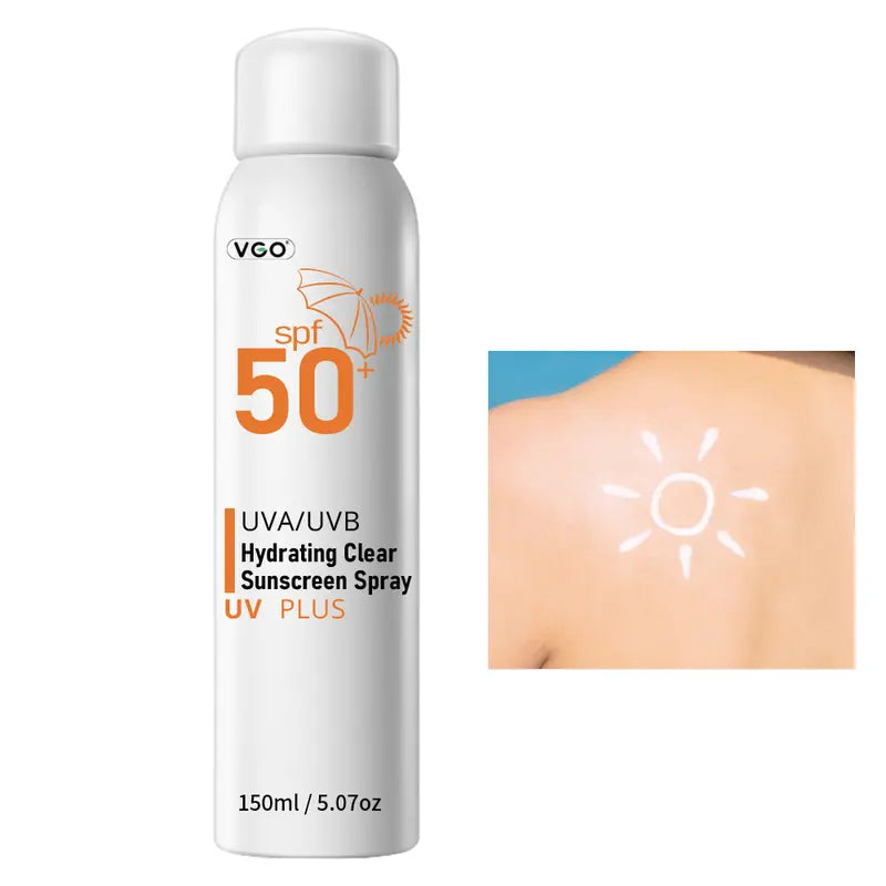 (VGO) Hydrating Clear Sunscreen Spray, SPF50+ : Effective Sun Protection for up to 500 Mins; Makeup Spf Spray ,Block UVA Ultraviolet Rays,Prevent Skin Drakening Ageing Waterproof Sweat-Resistant Fetures Sets Makeup Facial Skincare Sets Makeup Summer Sale