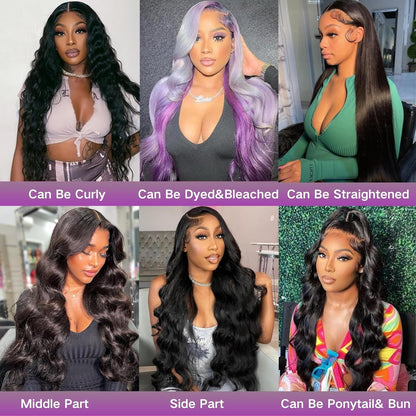 26&quot; Body Wave Lace Front Wigs Human Hair Pre Plucked 180% Density Glueless Human Hair Wigs for Black Women 13X4 HD Lace Frontal Wigs 12A Brazilian Wavy Human Hair Wig with Baby Hair