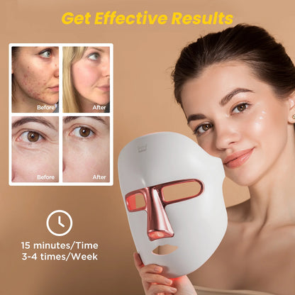 LED Face Mask Light Therapy Skin Beauty Machine, 7 Color LED Light Therapy Facial Skin Care Mask, Face Mask for Removal Wrinkle anti Aging Anti-Acne with Face