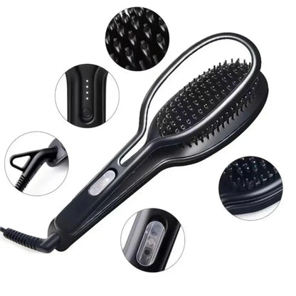 2-In-1 Hair Straightening Comb, Straightening Comb for Hair Electric, Ceramic Straightening and Curling Brush, Quick Heating, One-Button Ccontrol, Portable Straightening Brush for Home, Salon, Travel, Gift for Women, Gift for Mom, Mother&