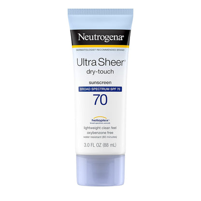 Ultra Sheer Dry-Touch Water Resistant and Non-Greasy Sunscreen Lotion with Broad Spectrum SPF 70, 3 Fl Oz (Pack of 1)